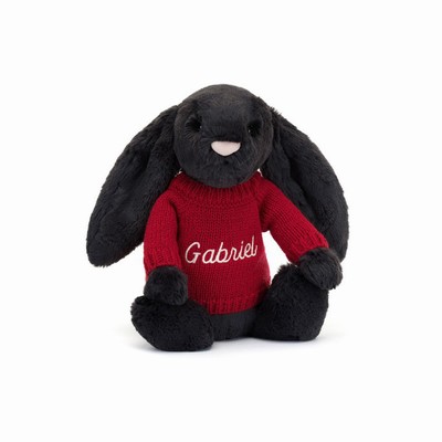 Jellycat Bashful Inky Bunny with Red Jumper USA | 20795IRTE